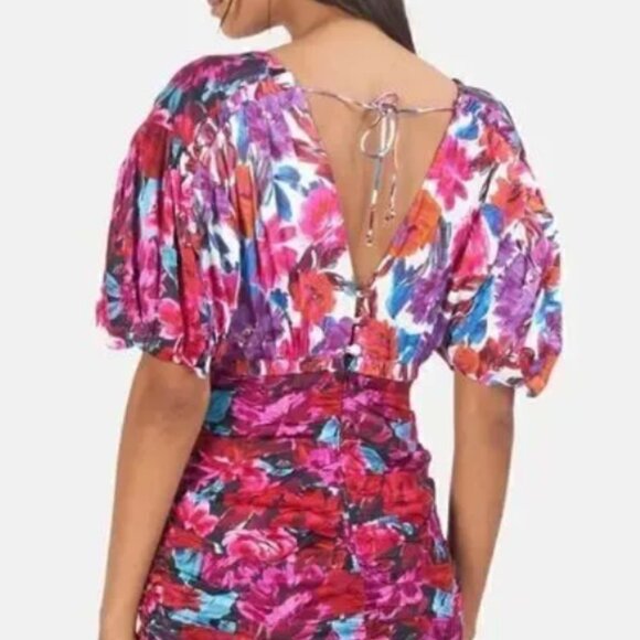 For Love And Lemons Cassandra V-Deck Floral Mini Dress - Picture 3 of 14